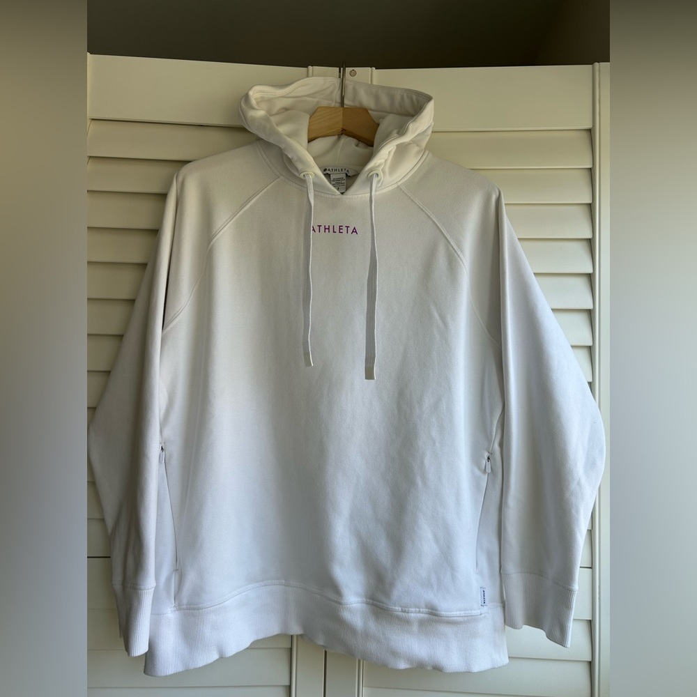 Athleta Triumph Logo Hoodie in white size small